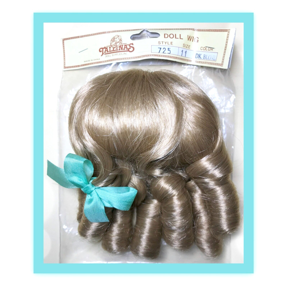 Vtg Dark Blond Curly Wig for Antique Bru Jumeau Bisque Doll Tallina's Size 11"